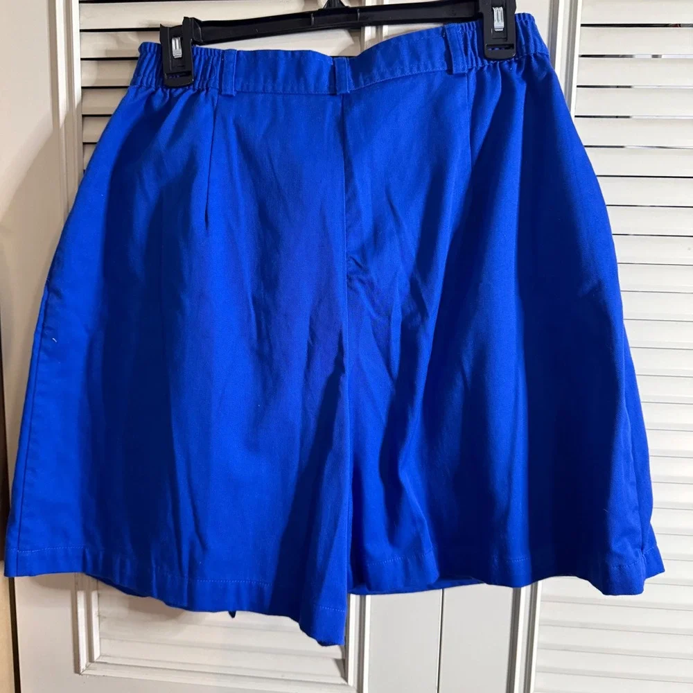 Karen Scott Royal Blue Button Front Skort Women 14 High Waist Cotton Blend Twill